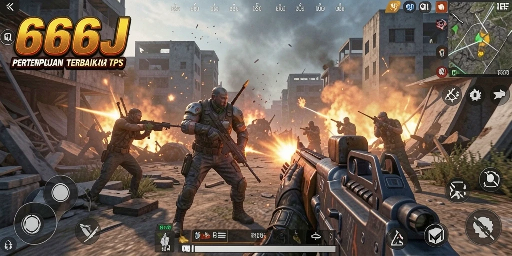 Tampilan aksi mendebarkan dalam gameplay TPS 666J.