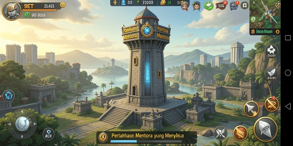 Screenshot gameplay 9ET yang menampilkan aksi Tower Defense yang mendebarkan.