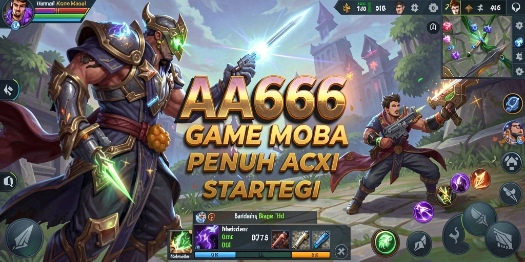 Screenshot gameplay AA666 yang menunjukkan aksi pertempuran MOBA.