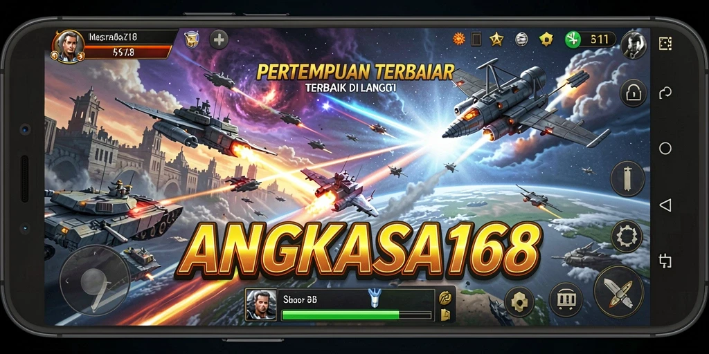 Screenshot utama ANGKASA168 menampilkan aksi pertempuran Battle Royale yang mendebarkan.