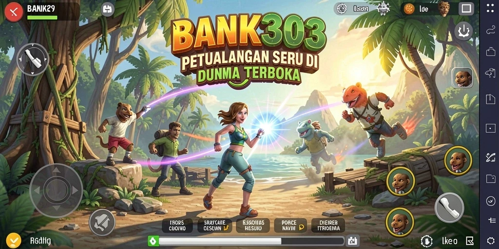 Tangkapan layar BANK303 menampilkan eksplorasi dunia yang luas dan penuh warna.