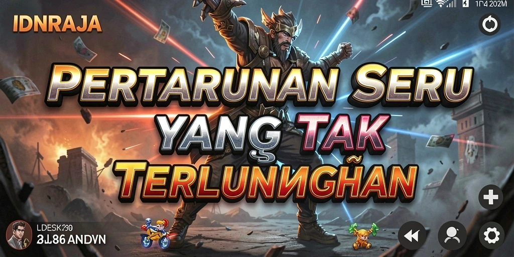 Tampilan gameplay <strong>IDNRAJA</strong> yang menegangkan saat pertarungan berlangsung.