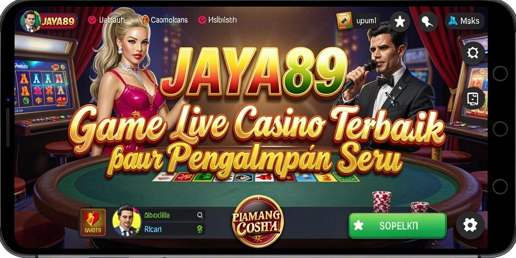 Screenshot utama JAYA89 menampilkan dealer langsung dan atmosfer kasino yang autentik.