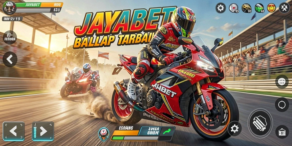 Tampilan gameplay JAYABET dengan balapan mendebarkan dan mobil cepat.