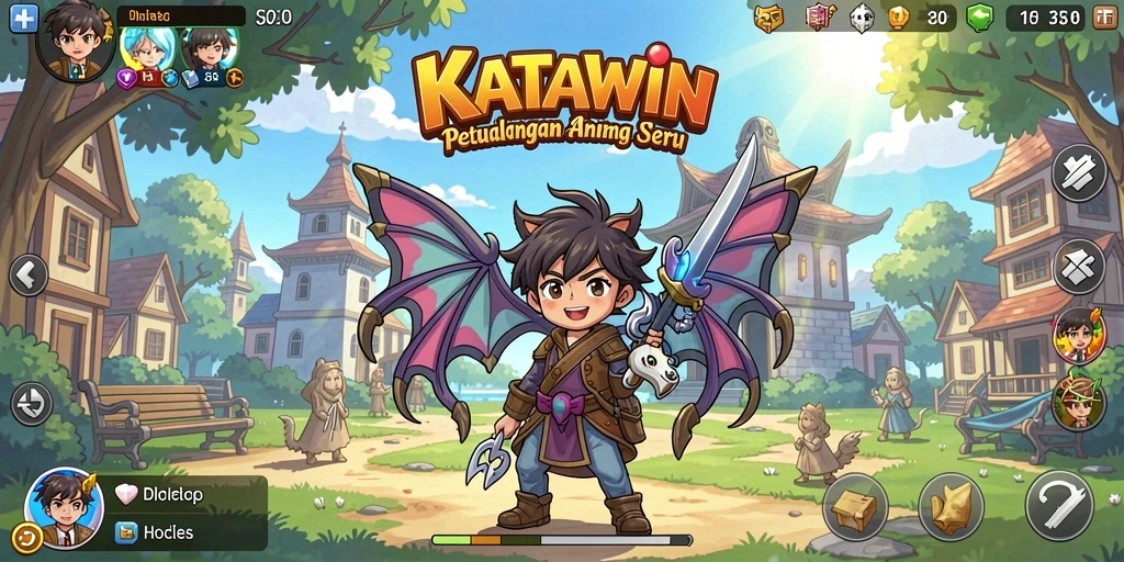 Tampilan menarik gameplay KATAWIN dengan karakter Anime yang dinamis.