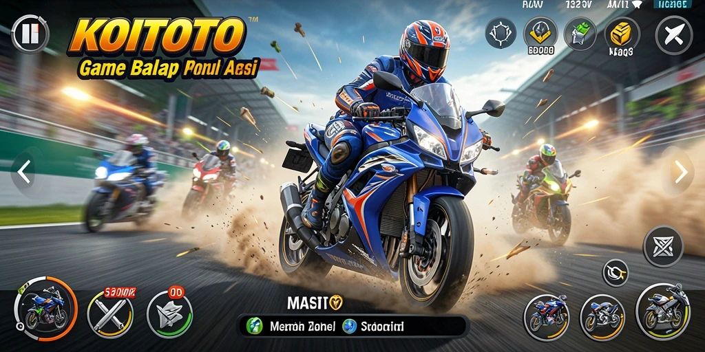 Tampilan gameplay balap motor yang mendebarkan di KOITOTO.