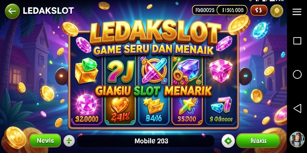 Tampilan gameplay LEDAKSLOT yang mengasyikkan dengan tema slot yang menarik.