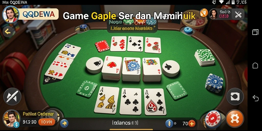 Screenshot utama QQDEWA menampilkan gameplay Gaple yang seru.