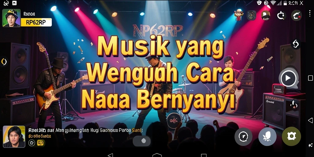Screenshot utama RP62RP yang menampilkan pengguna bernyanyi dengan lirik.
