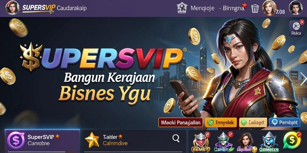 Gameplay menantang dalam SUPERSVIP yang menggambarkan pengelolaan bisnis.