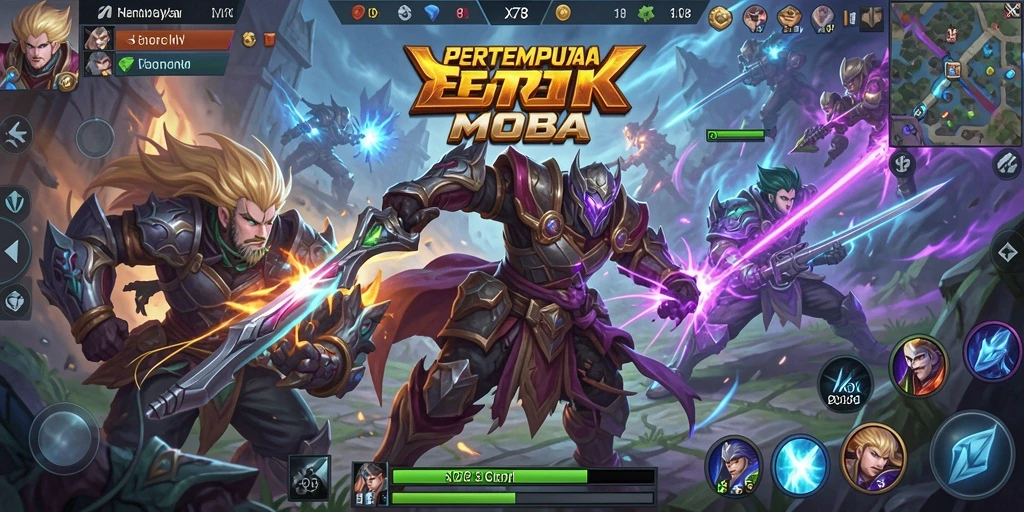 Screenshot X78 yang menampilkan aksi seru pertempuran MOBA.